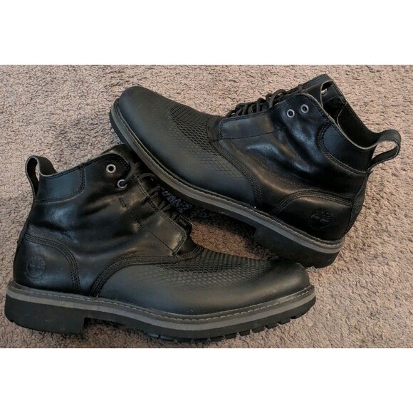 Timberland Kendrick Anti Fatgiue Chukka Black Leather Boots Men's 9 - Picture 2 of 8